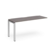 Adapt add on unit single 1600mm x 600mm - silver frame and grey oak top