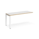 Adapt add on unit single 1600mm x 600mm - white frame and white top with oak edging