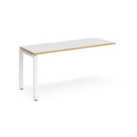 Adapt add on unit single 1600mm x 600mm - white frame and white top with oak edging