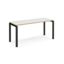 Adapt single desk 1600mm x 600mm - black frame and white top with oak edging