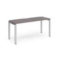 Adapt starter unit single 1600mm x 600mm - silver frame and grey oak top
