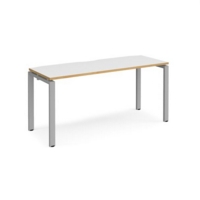 Adapt starter unit single 1600mm x 600mm - silver frame and white top with oak edging