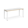 Adapt starter unit single 1600mm x 600mm - white frame and white top with oak edging