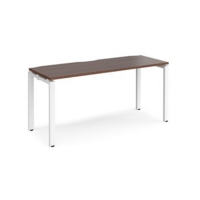 Adapt single desk 1600mm x 600mm - white frame and walnut top