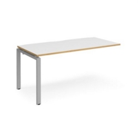 Adapt add on unit single 1600mm x 800mm - silver frame and white top with oak edging