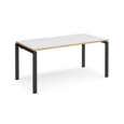 Adapt single desk 1600mm x 800mm - black frame and white top with oak edging