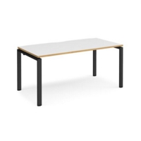 Adapt starter unit single 1600mm x 800mm - black frame and white top with oak edging