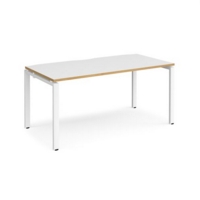 Adapt starter unit single 1600mm x 800mm - white frame and white top with oak edging