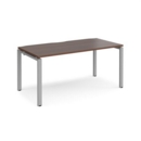 Adapt single desk 1600mm x 800mm - silver frame and walnut top
