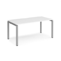 Adapt single desk 1600mm x 800mm - silver frame and white top