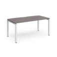 Adapt single desk 1600mm x 800mm - white frame and grey oak top
