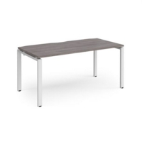 Adapt single desk 1600mm x 800mm - white frame and grey oak top