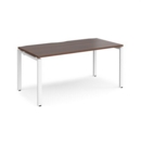 Adapt single desk 1600mm x 800mm - white frame and walnut top