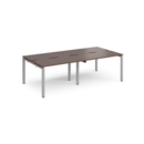 Adapt double back to back desks 2400mm x 1200mm - silver frame and walnut top