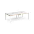 Adapt double back to back desks 2400mm x 1200mm - white frame and white top with oak edging