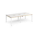 Adapt double back to back desks 2400mm x 1200mm - white frame and white top with oak edging