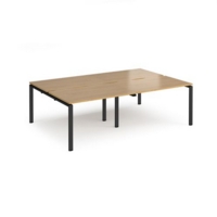 Adapt double back to back desks 2400mm x 1600mm - black frame and oak top