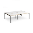 Adapt double back to back desks 2400mm x 1600mm - black frame and white top with oak edging