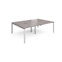Adapt double back to back desks 2400mm x 1600mm - silver frame and grey oak top