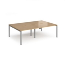 Adapt double back to back desks 2400mm x 1600mm - silver frame and oak top