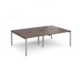 Adapt double back to back desks 2400mm x 1600mm - silver frame and walnut top