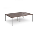 Adapt double back to back desks 2400mm x 1600mm - silver frame and walnut top