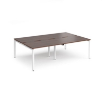 Adapt double back to back desks 2400mm x 1600mm - white frame and walnut top
