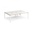 Adapt double back to back desks 2400mm x 1600mm - white frame and white top with oak edging