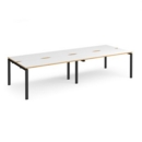 Adapt double back to back desks 2800mm x 1200mm - black frame and white top with oak edging