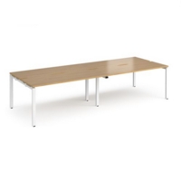 Adapt double back to back desks 2800mm x 1200mm - white frame and oak top