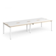 Adapt double back to back desks 2800mm x 1200mm - white frame and white top with oak edging