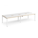Adapt double back to back desks 2800mm x 1200mm - white frame and white top with oak edging