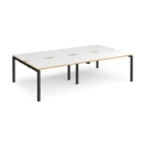 Adapt double back to back desks 2800mm x 1600mm - black frame and white top with oak edging