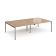 Adapt double back to back desks 2800mm x 1600mm - silver frame and beech top