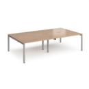 Adapt double back to back desks 2800mm x 1600mm - silver frame and beech top