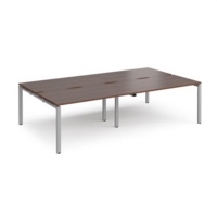 Adapt double back to back desks 2800mm x 1600mm - silver frame and walnut top