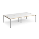 Adapt double back to back desks 2800mm x 1600mm - silver frame and white top with oak edging