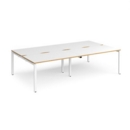 Adapt double back to back desks 2800mm x 1600mm - white frame and white top with oak edging