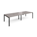 Adapt double back to back desks 3200mm x 1200mm - black frame and grey oak top