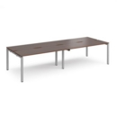 Adapt double back to back desks 3200mm x 1200mm - silver frame and walnut top