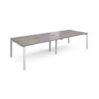 Adapt double back to back desks 3200mm x 1200mm - white frame and grey oak top