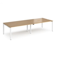Adapt double back to back desks 3200mm x 1200mm - white frame and oak top