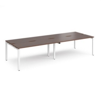 Adapt double back to back desks 3200mm x 1200mm - white frame and walnut top