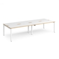 Adapt double back to back desks 3200mm x 1200mm - white frame and white top with oak edging