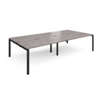 Adapt double back to back desks 3200mm x 1600mm - black frame and grey oak top