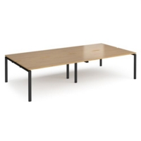 Adapt double back to back desks 3200mm x 1600mm - black frame and oak top