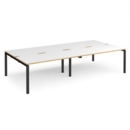 Adapt double back to back desks 3200mm x 1600mm - black frame and white top with oak edging