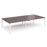 Adapt double back to back desks 3200mm x 1600mm - white frame and walnut top