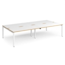 Adapt double back to back desks 3200mm x 1600mm - white frame and white top with oak edging