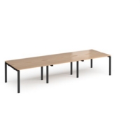 Adapt triple back to back desks 3600mm x 1200mm - black frame and beech top